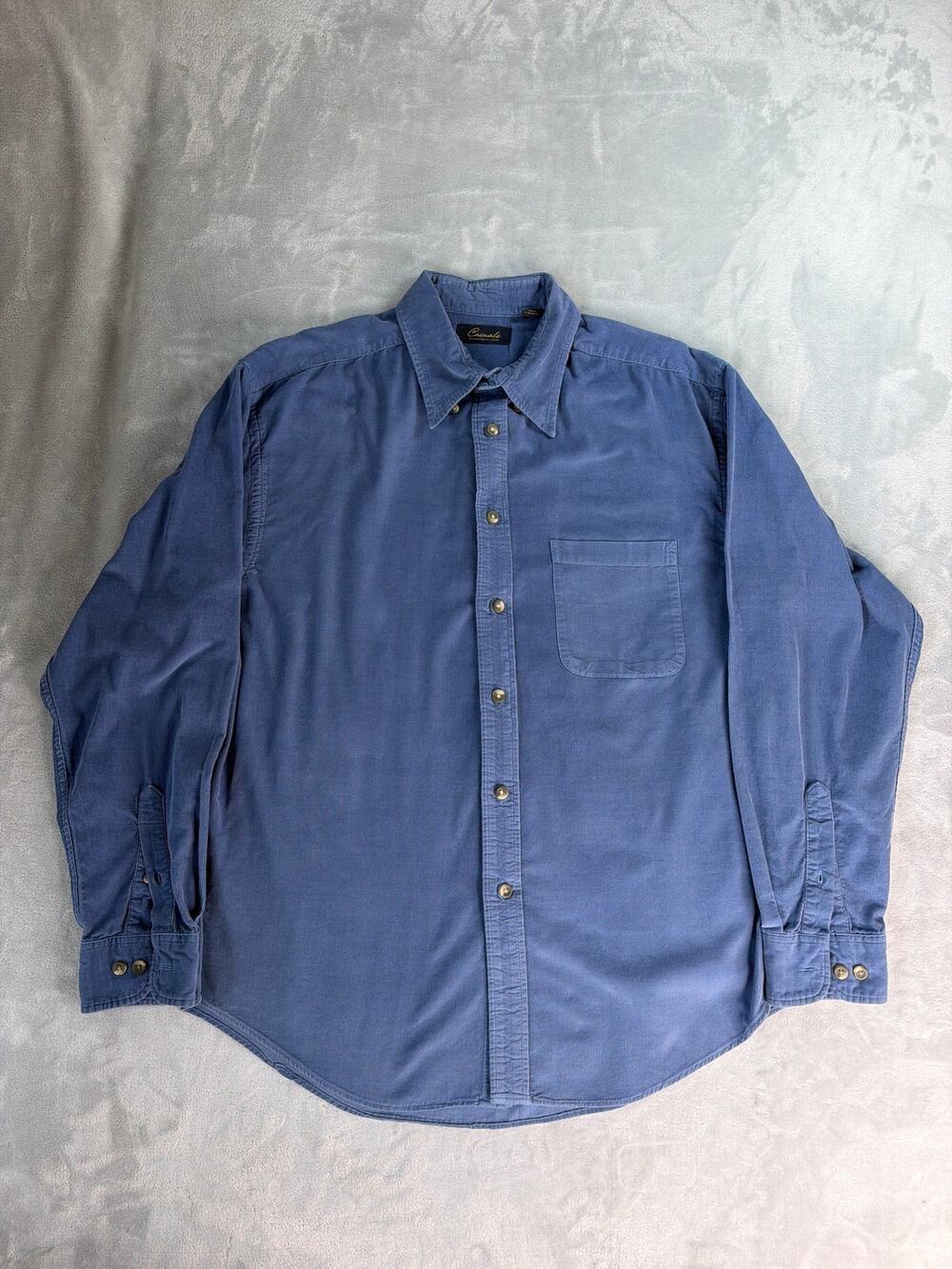 Roundtree & Yorke Casuals Shirt Men’s Large Blue Long Sleeve Button Up 23.5x29